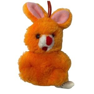 Vintage Hayes Specialty Tiny Bunny Rabbit Plush Stuffed Animal 4" Orange Mini
